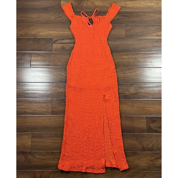 Free People Beach Size XS Orange Eleni Bodycon Midi Maxi Dress‎ - Picture 2 of 12